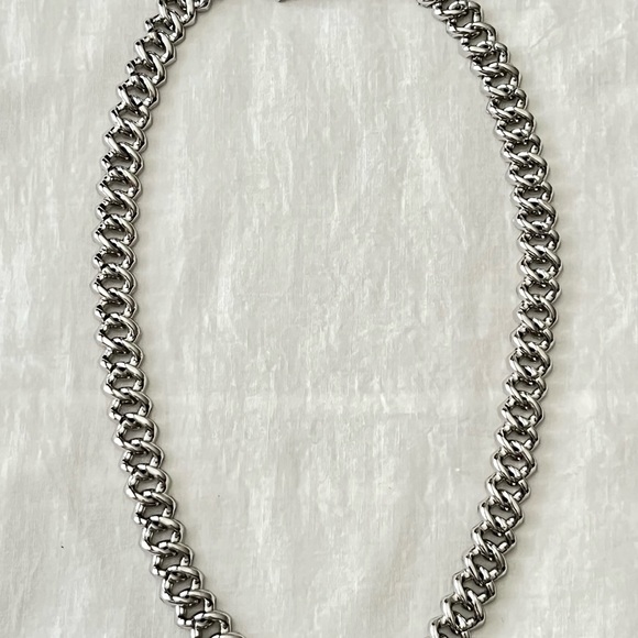 NWOT 14K White Gold Plate Stainless Steel Cuban Design Link Chain Men’s Necklace - Picture 8 of 10